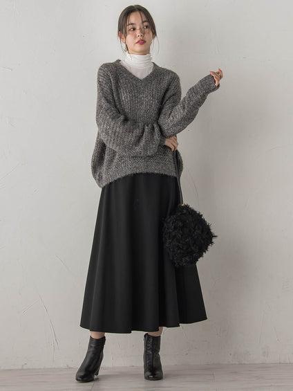 両面起毛ストレッチスカート≪洗濯機で洗える≫