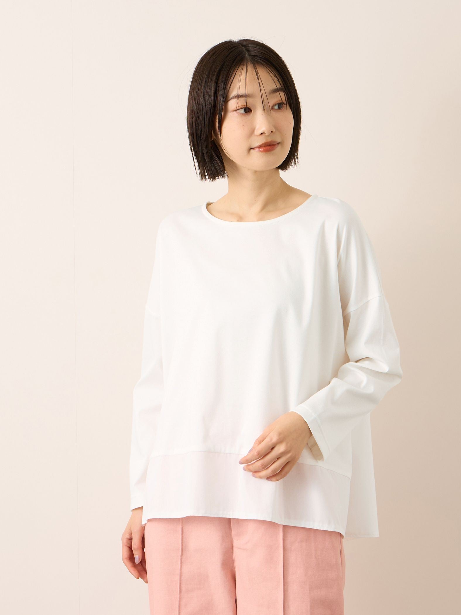 《予約》【機能するミニマル服】異素材プルオーバー 《接触冷感》