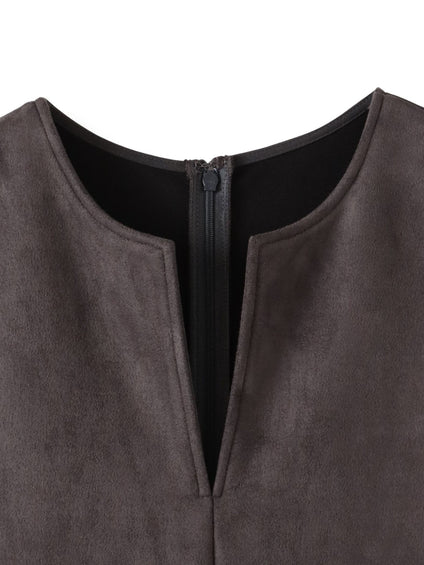 【WEB限定】フェイクスエードワンピース≪洗える≫