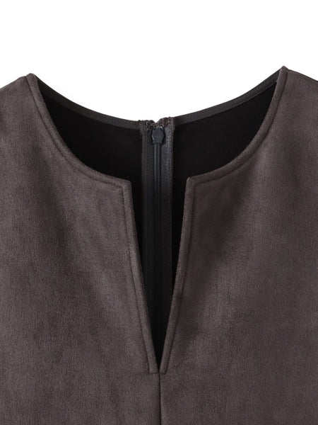 【WEB限定】フェイクスエードワンピース≪洗える≫