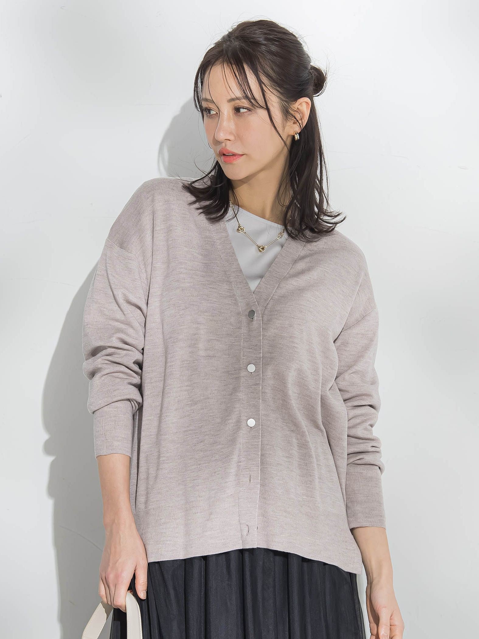 【Brisbane】 Vネックカーディガン≪洗える≫