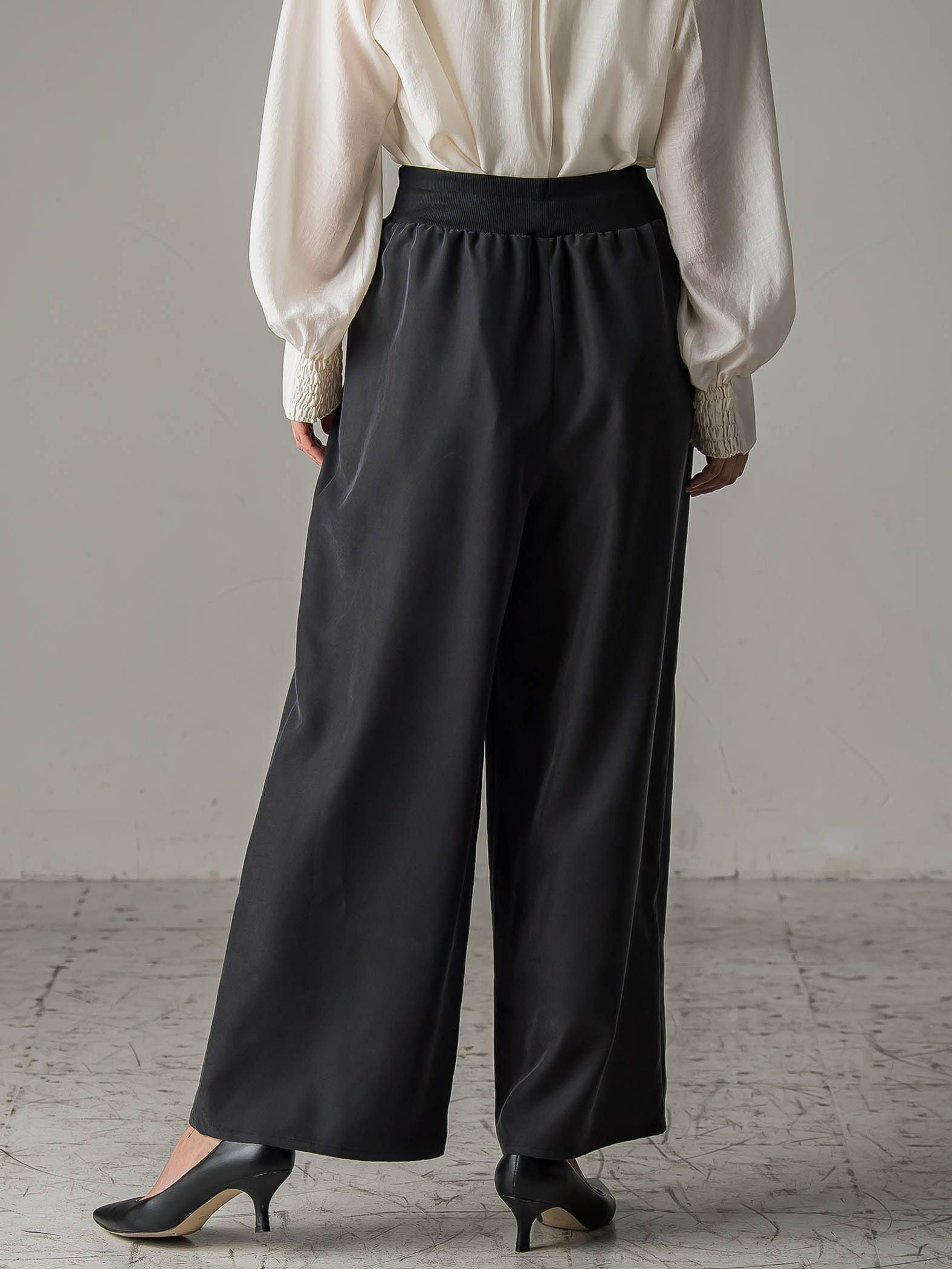 【biyori】”しっとりやわらかな風合い”ピーチポプリンリブパンツ≪洗濯機で洗える≫