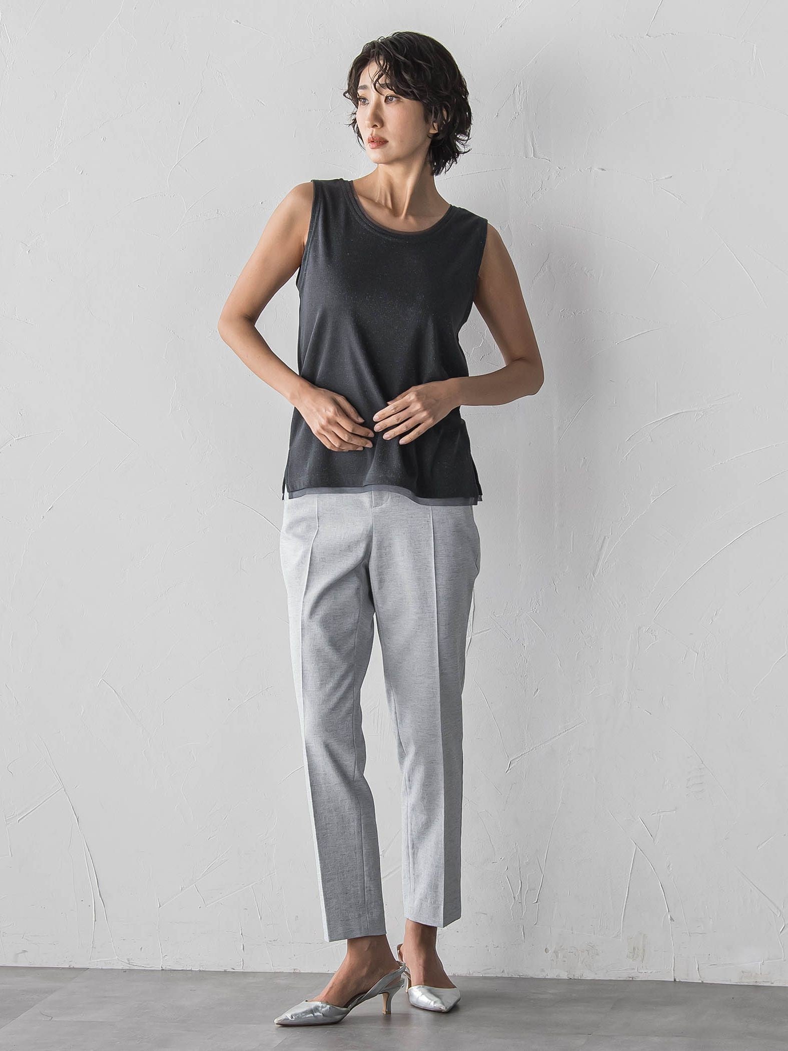 【大きいサイズ】ラメテレコタンクトップ