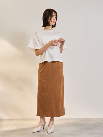 ストレッチフェイクスウェードナロースカート