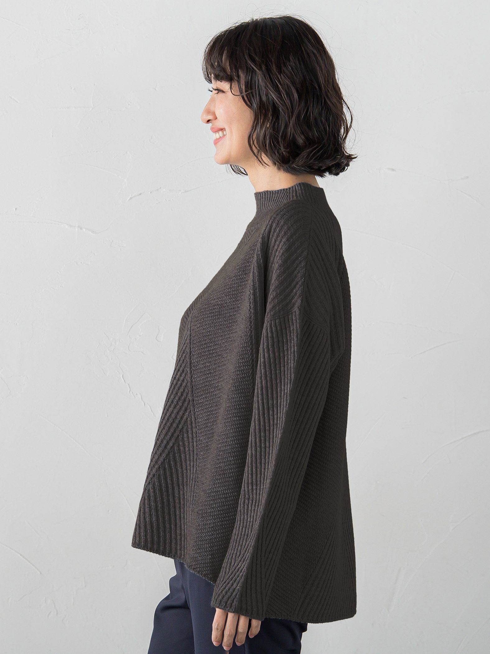 【大きいサイズ】ヘリンボーンニット