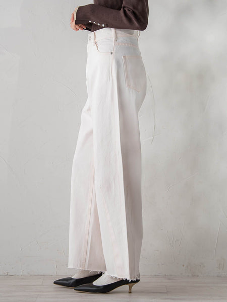 カーブデニムパンツ≪洗濯機で洗える≫