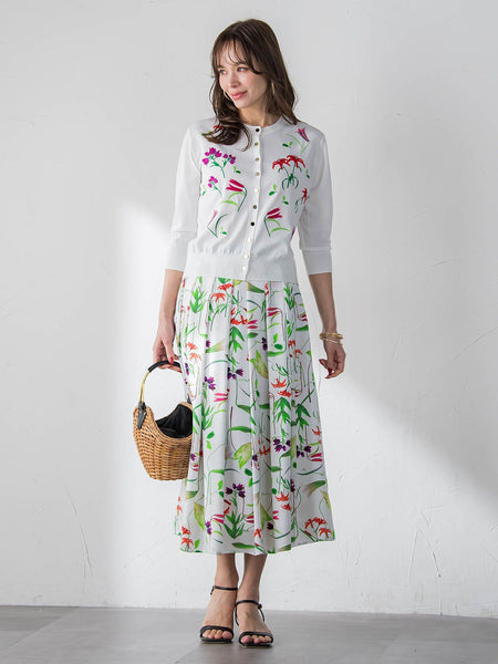 【KEITA KAWASAKI × Viaggio Bluコラボ】リリー刺繍カーディガン