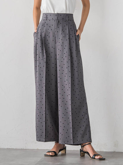 リネンライクスラブドットパンツ