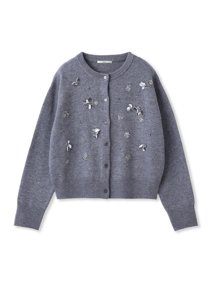 ビジュー刺繍カーディガン≪手洗い可能≫