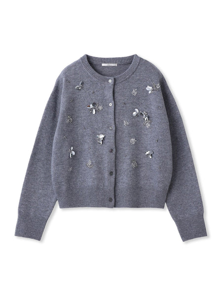 ビジュー刺繍カーディガン≪手洗い可能≫