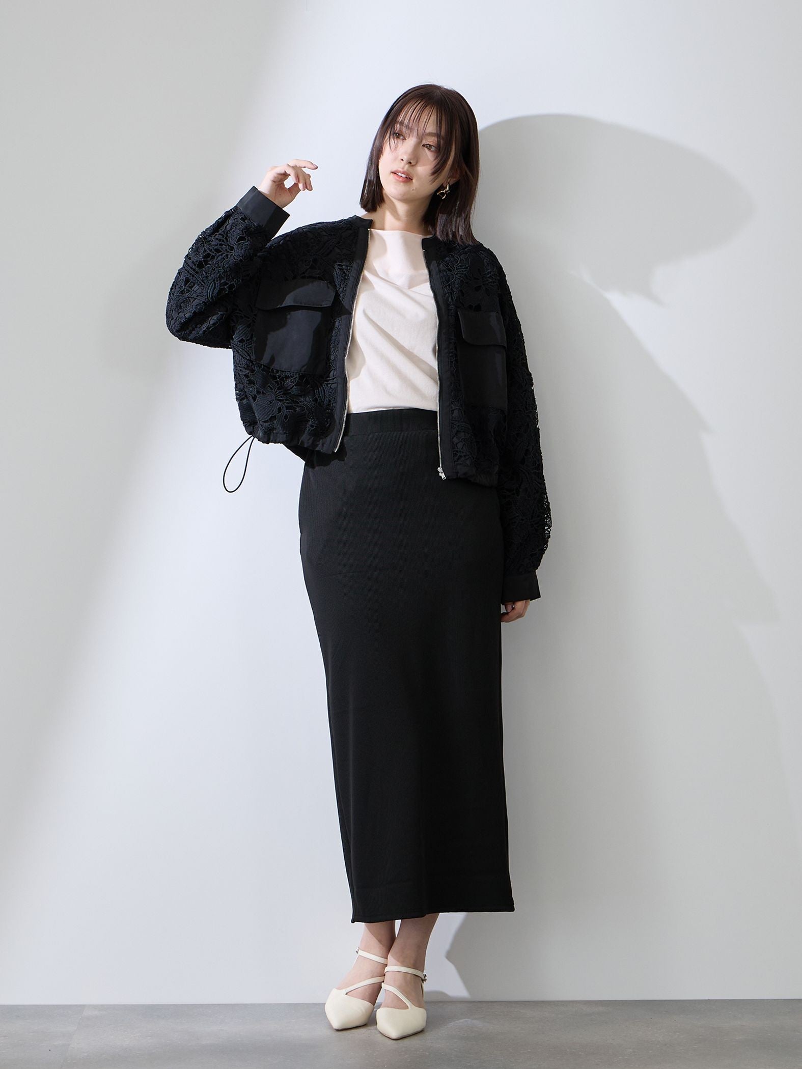 ミドルリブナロースカート≪洗濯機で洗える≫