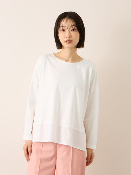 《予約》【機能するミニマル服】異素材プルオーバー 《接触冷感》