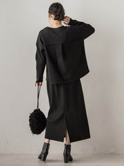 スエードフロント切替えナロースカート≪手洗い可能≫