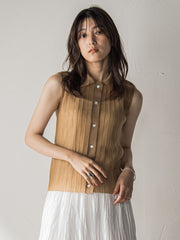 【WEB限定】シアーノースリーブニットプルオーバー≪手洗い可能≫