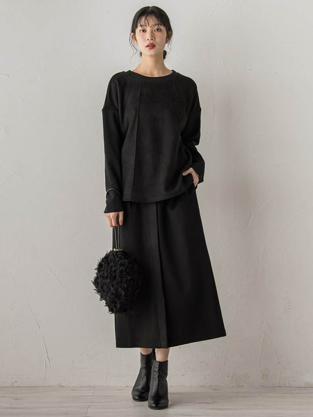 スエードフロント切替えナロースカート≪手洗い可能≫