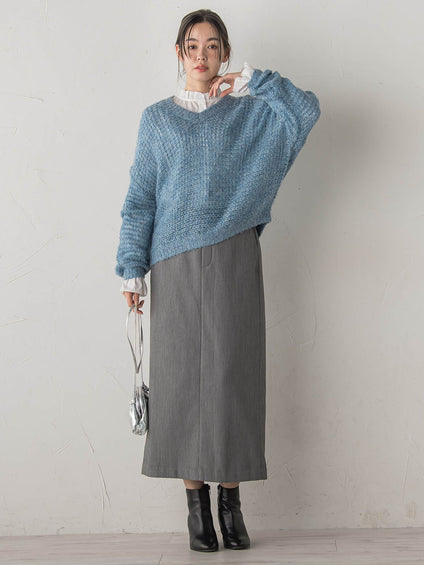 襟フリルブラウス≪洗濯機で洗える≫