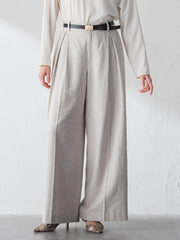 クラシックポリリネンヘリンボンパンツ