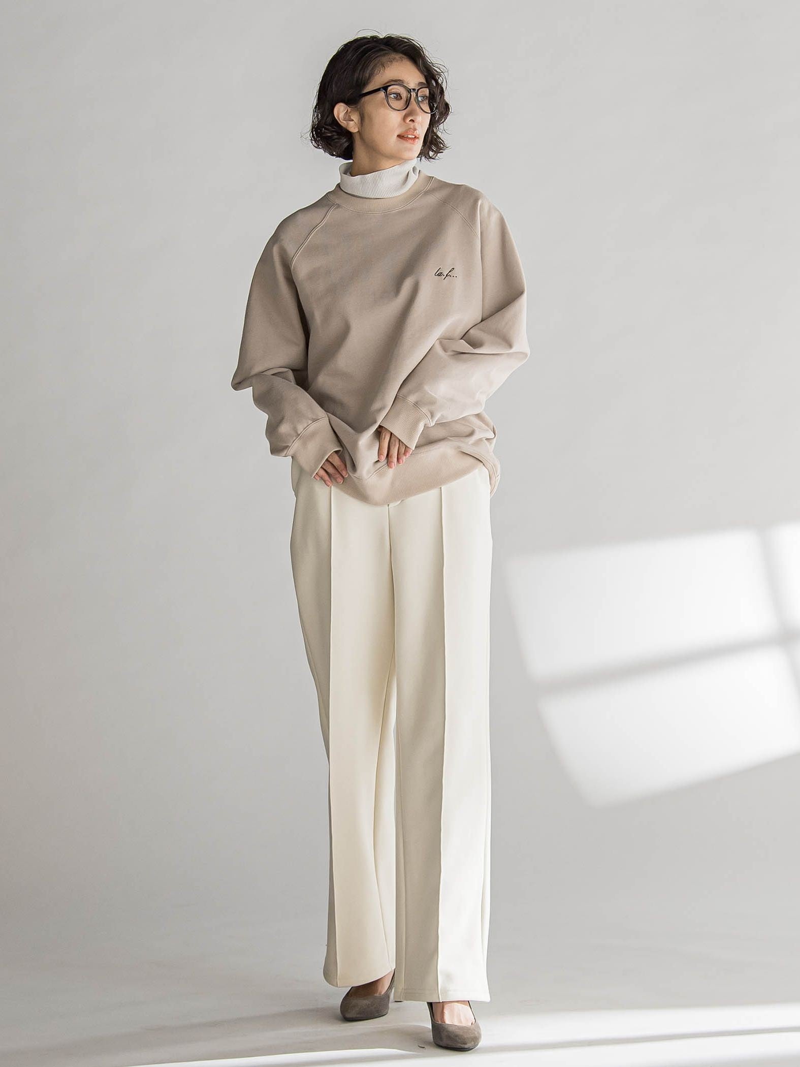 【WEB限定/新色追加】”楽暖”裏起毛ワイドパンツ≪洗濯機で洗える≫