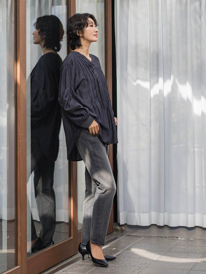 【WEB限定/大きいサイズ】ぐーんと伸びるデニムレギパン≪洗濯機で洗える≫