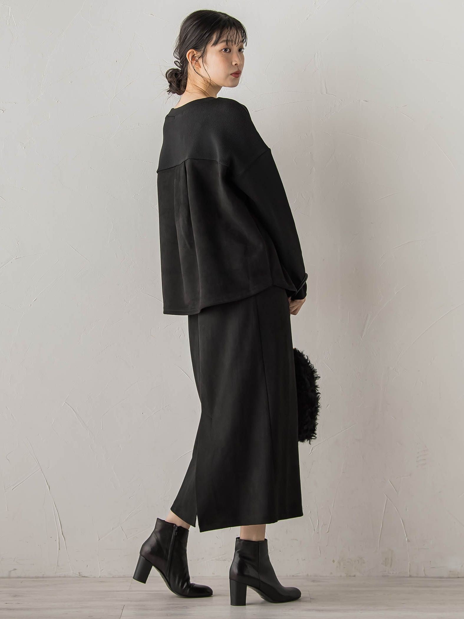 スエードフロント切替えナロースカート≪手洗い可能≫