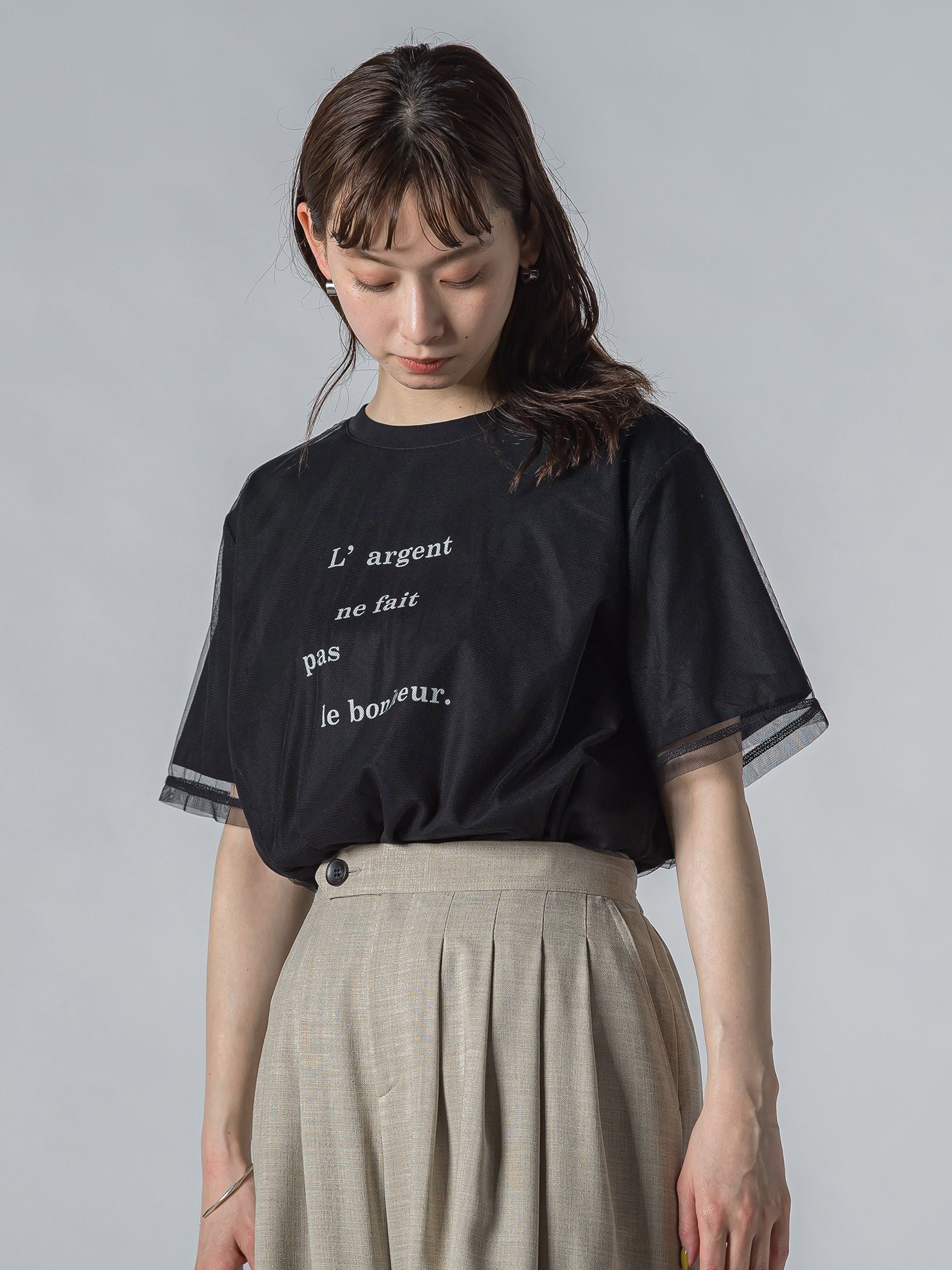 【WEB限定】チュールレイヤードロゴカットソー≪手洗い可能≫