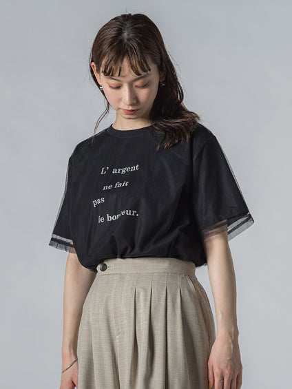 【WEB限定】チュールレイヤードロゴカットソー≪手洗い可能≫