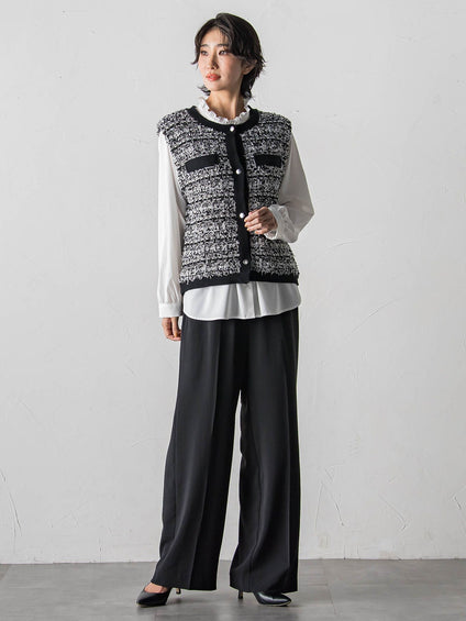 【大きいサイズ】ドレープブロードストレッチブラウス