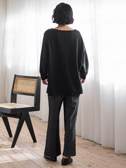 【WEB限定/大きいサイズ】”楽暖”裏起毛ワイドパンツ≪洗濯機で洗える≫