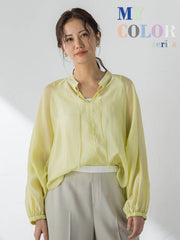 シアーブロードバンドカラーブラウス