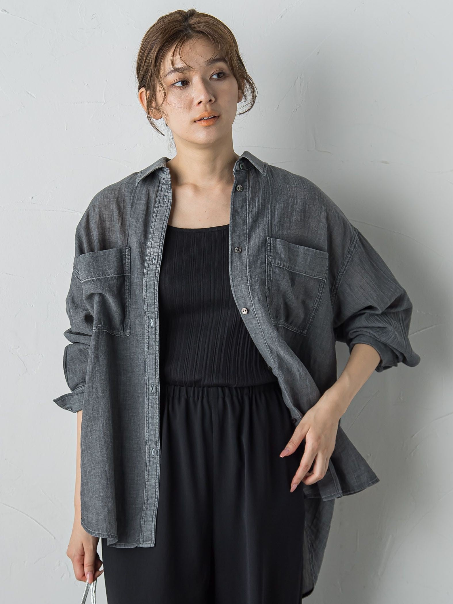 シアーデニムシャツ≪洗濯機で洗える≫