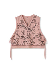 ボタニカル刺繍サイドリボンショートベスト