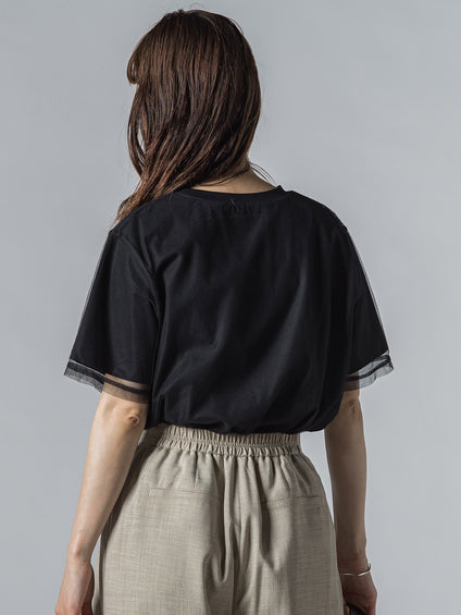 【WEB限定】チュールレイヤードロゴカットソー≪手洗い可能≫