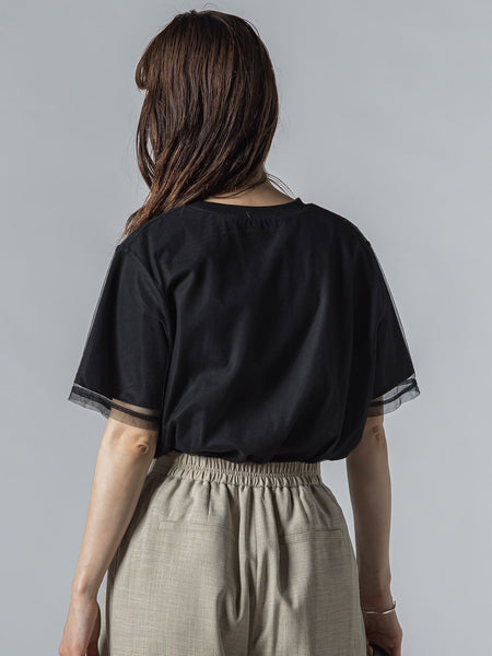 【WEB限定】チュールレイヤードロゴカットソー≪手洗い可能≫