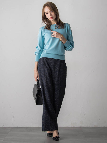 ツイードラメワイドパンツ
