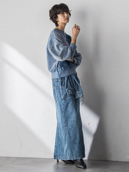 デニムバンドカラーシャツワンピース