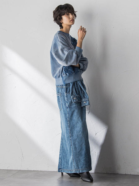 デニムバンドカラーシャツワンピース