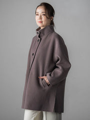 スタンドカラーウールリバーコート
