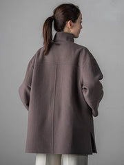スタンドカラーウールリバーコート