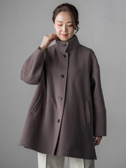 スタンドカラーウールリバーコート