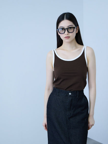 バイカラーパイピングタンクトップ