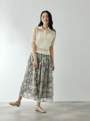 マルチフラワーレースフレアスカート