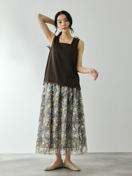 マルチフラワーレースフレアスカート