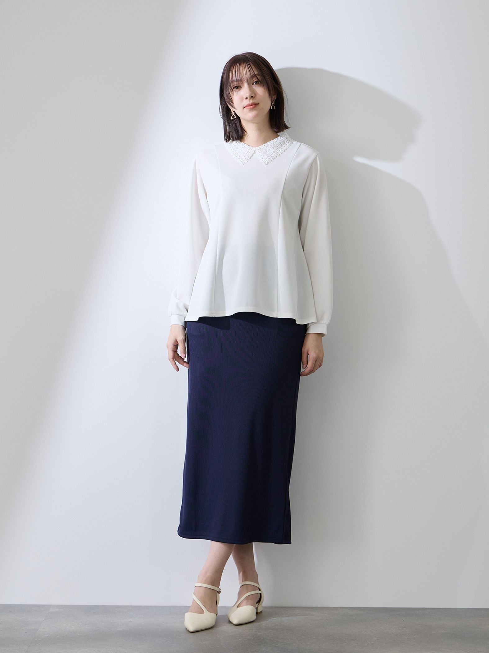 ミドルリブナロースカート≪洗濯機で洗える≫