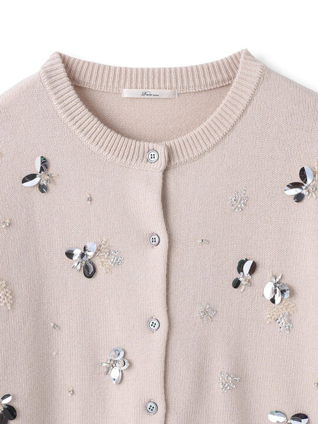 ビジュー刺繍カーディガン≪手洗い可能≫