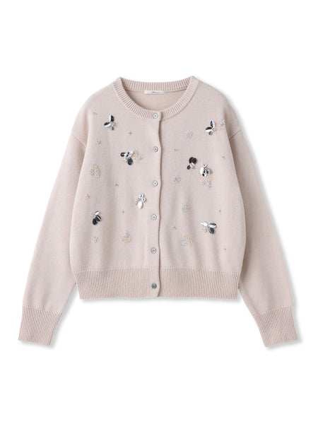 ビジュー刺繍カーディガン≪手洗い可能≫