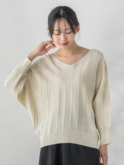 ラメドルマンVネックニット
