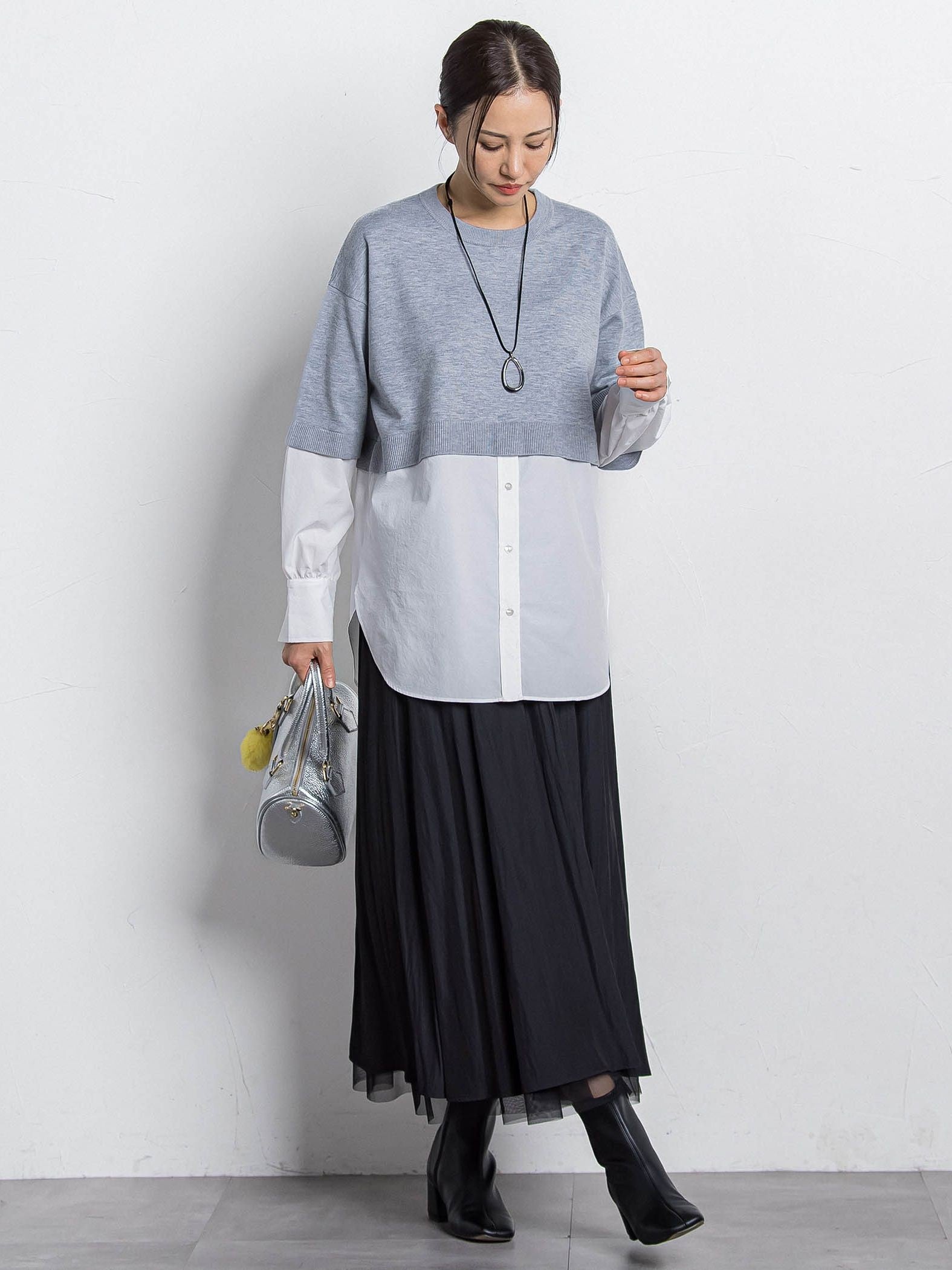 パウダーサテンリバーシブルスカート