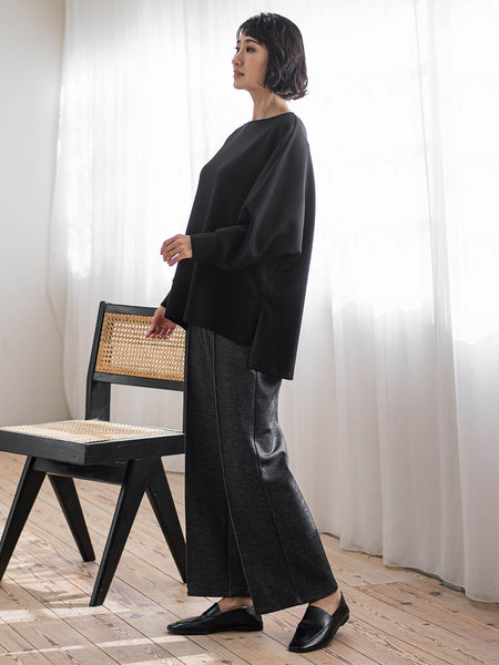 【WEB限定/大きいサイズ】”楽暖”裏起毛ワイドパンツ≪洗濯機で洗える≫