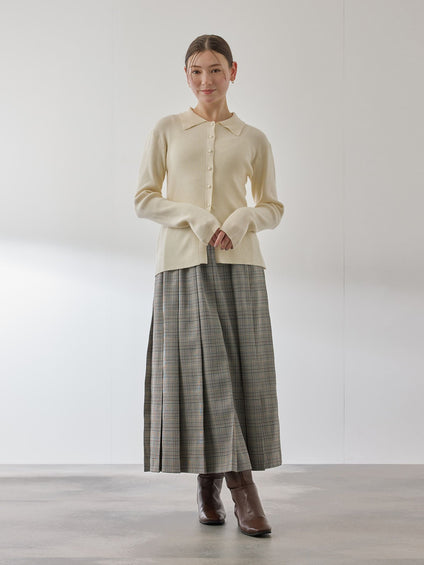 くるみボタンポロニットカーディガン≪手洗い可能≫