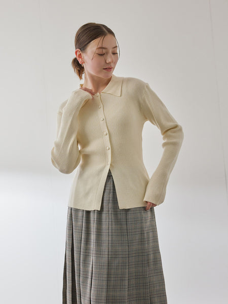 くるみボタンポロニットカーディガン≪手洗い可能≫